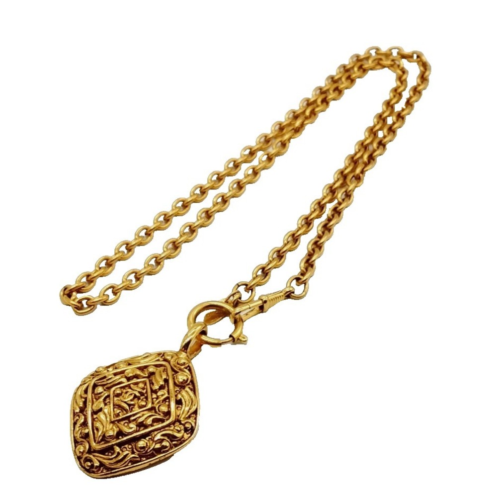 Chanel Ornate Gold Pendant Necklace